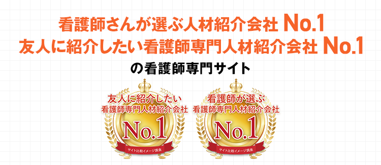 看護師さんが選ぶ人材紹介会社　No.1、友人に紹介したい看護師専門人材紹介会社　No.1の看護師専門サイト